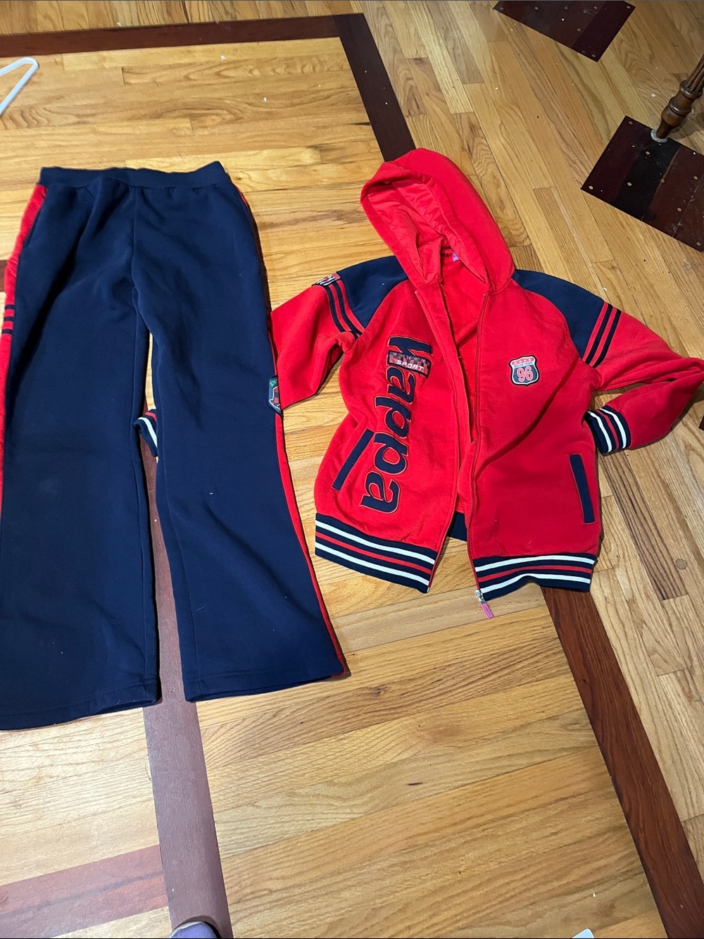Kappa Kids Red and Navy Sweatpants & Hooded Jacket Set